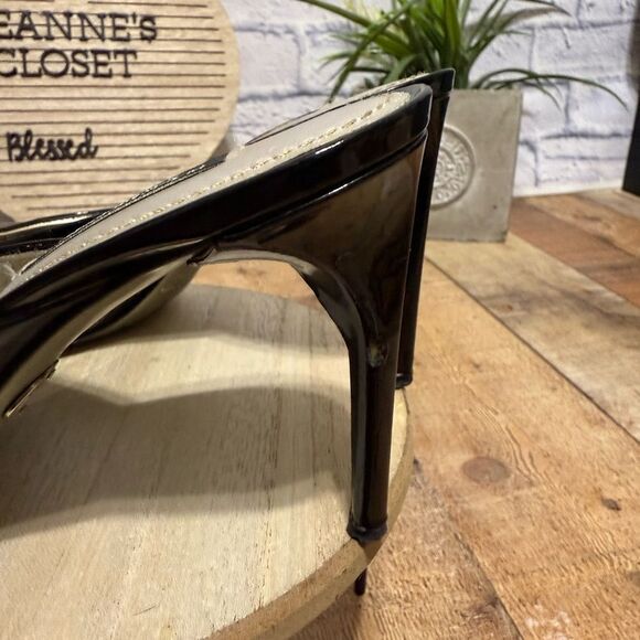Dolce & Gabbana black patent leather strapless open toe stiletto heel - Picture 4 of 16